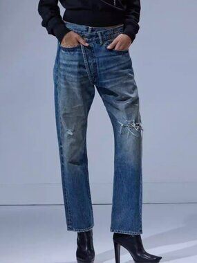 NWT R13 Crossover Jean 26/27 Leo Blue Boyfriend Classic